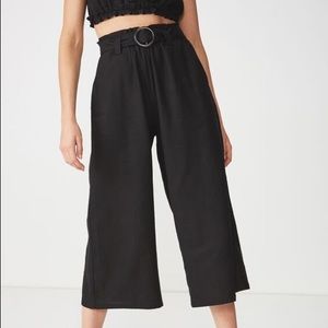 High Waisted Belted Paperbag Culottes